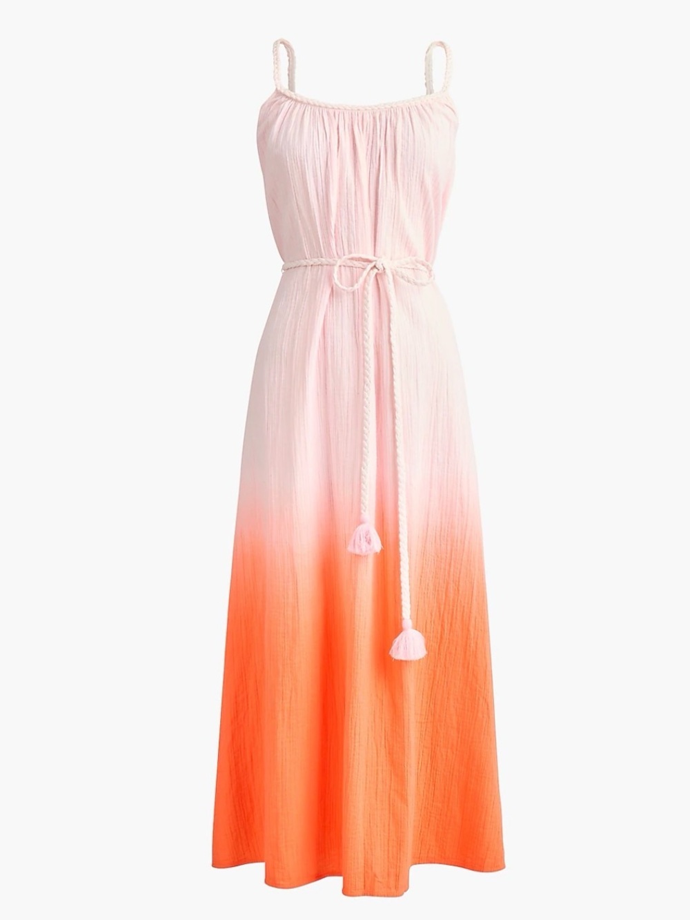 J Crew Pink to Orange Ombre Midi Dress - Spaghetti Strap Size:XXL